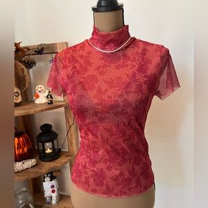 Mock Neck Mesh Shirt